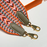 25S HERMES BAG STRAP ORANGE PATTERN 85 IN CANVAS GOLD HARDWARE
